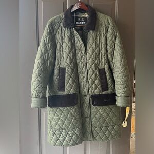 Barbour Constable Quilted Longline Jacket in Olive- Gently Used